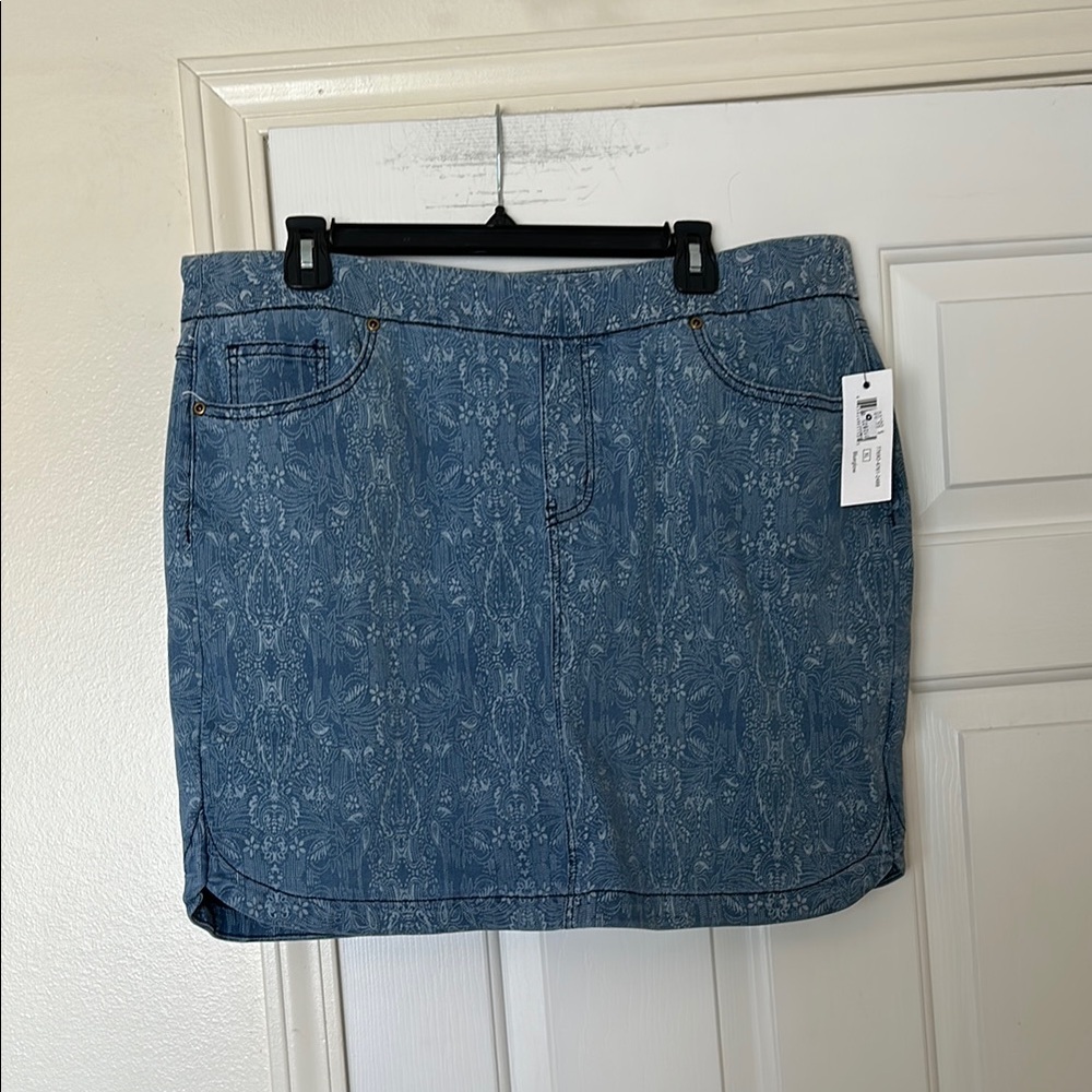 Patterned Denim Blue Skirt